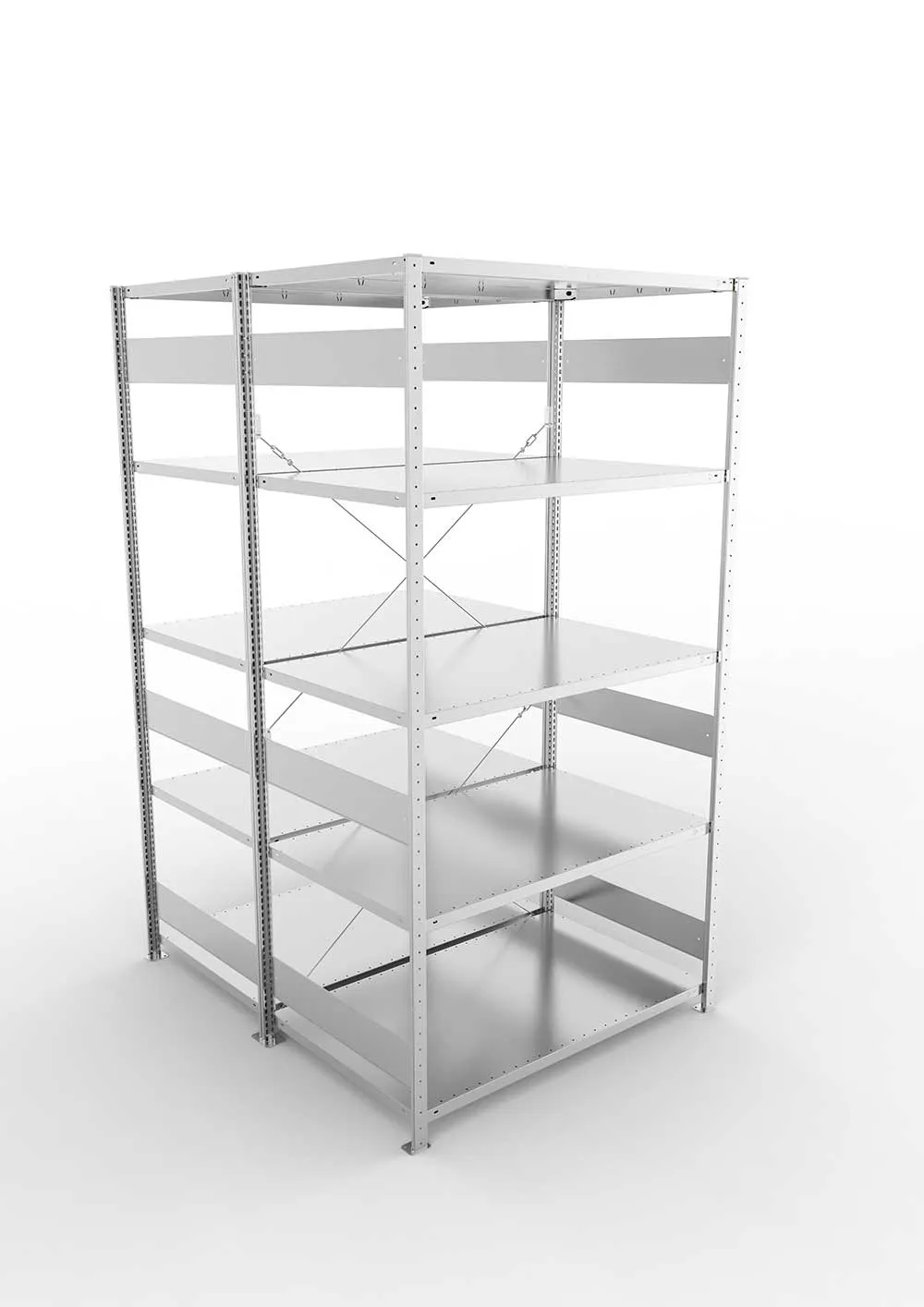 Metallregal Pro-Flex Stecksystem Doppelgrundregal – 250×130×80 cm, 230 kg, verzinkt