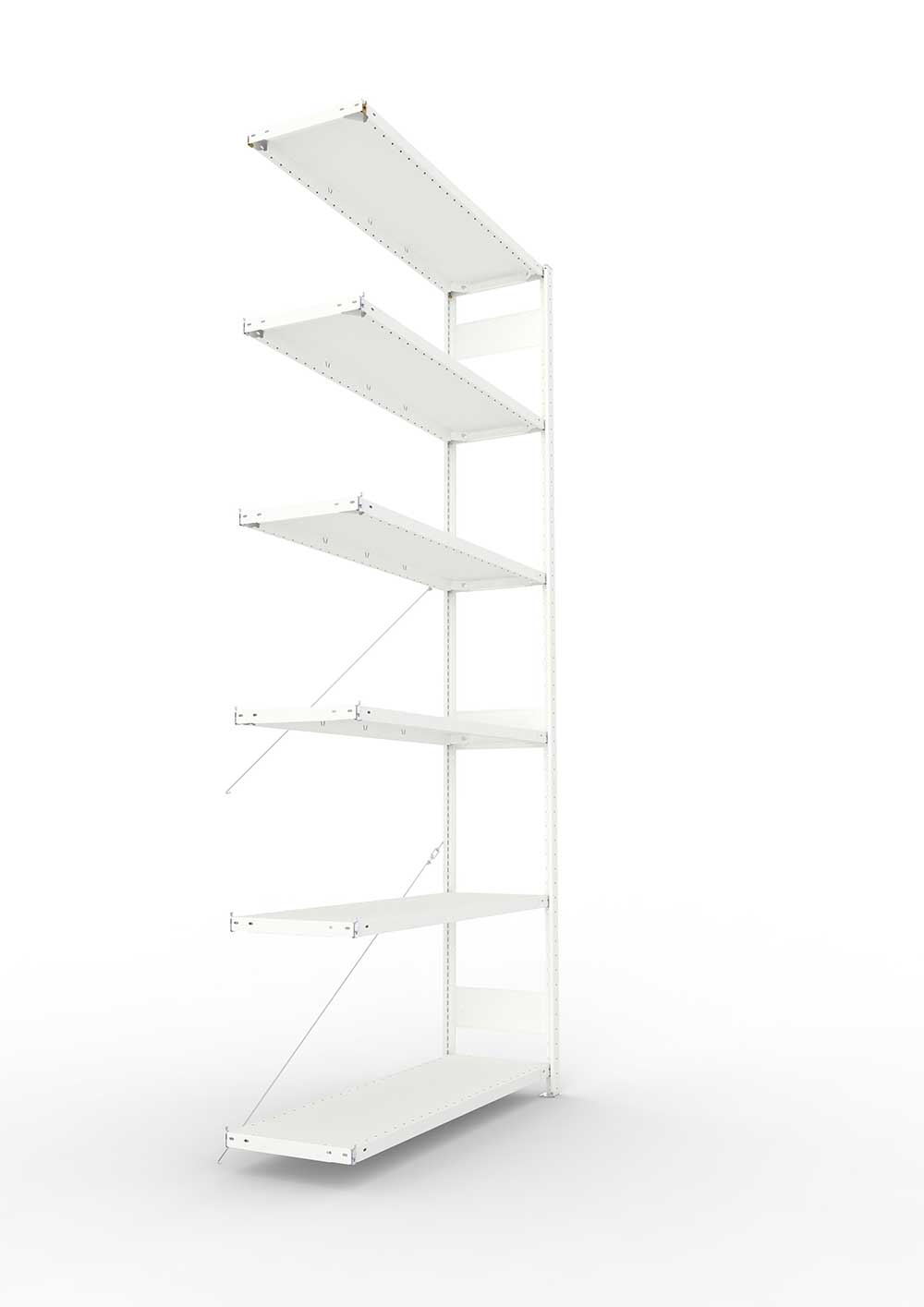 Metallregal Pro-Max Stecksystem Anbauregal – 300×130×40 cm, 230 kg, RAL 7035, 6 Böden