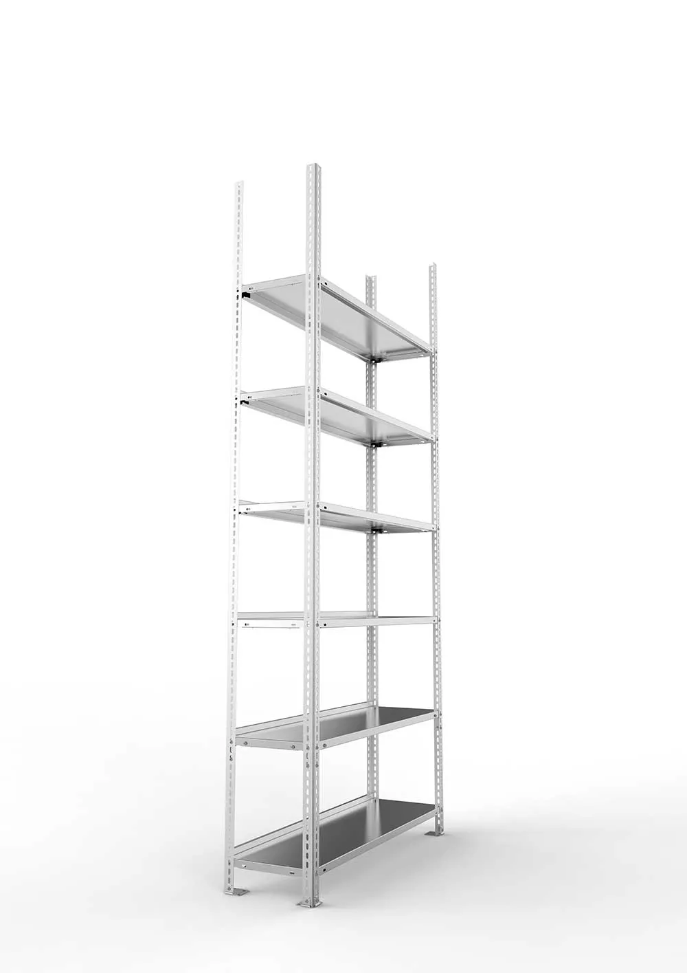 Büroregal Pro Schraubsystem Grundregal – 220×100×30 cm, verzinkt, einseitig