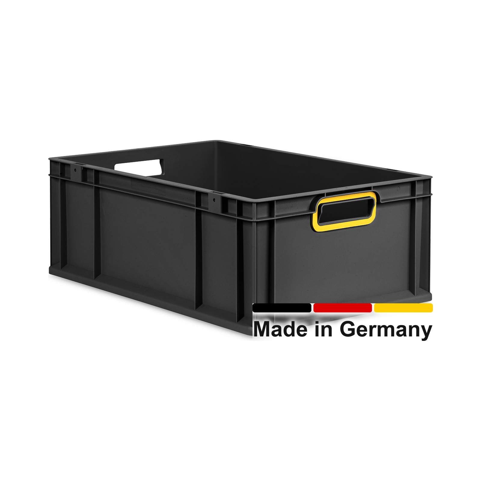 Eurobox 60x40x22 cm, NextGen Cycle, Griffe offen gelb, anthrazit