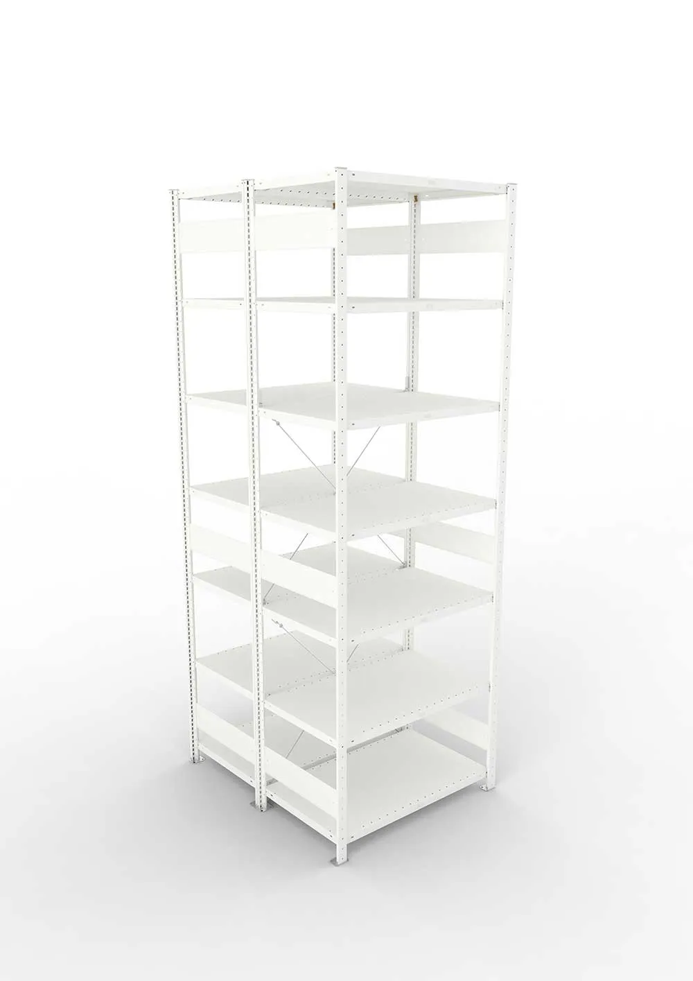 Metallregal Pro-Max Stecksystem Doppelgrundregal – 300×100×60 cm, 230 kg, RAL 7035