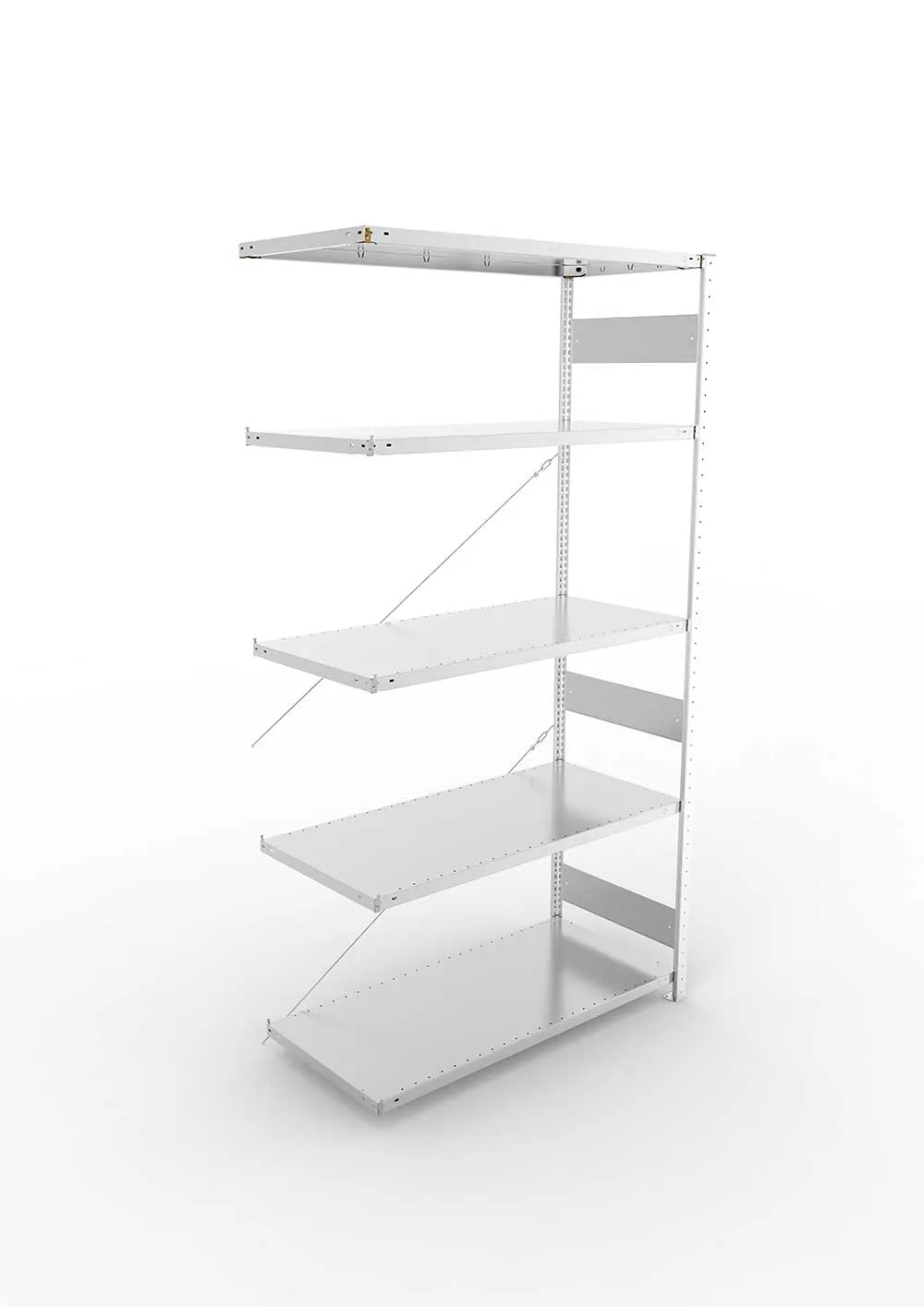 Metallregal Pro-Flex Stecksystem Anbauregal – 250×130×60 cm, 230 kg, verzinkt, 5 Böden