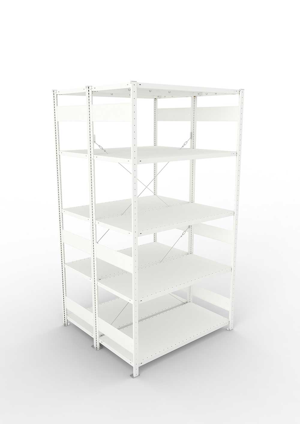 Metallregal Pro-Max Stecksystem Doppelgrundregal – 250×130×60 cm, 230 kg, RAL 7035
