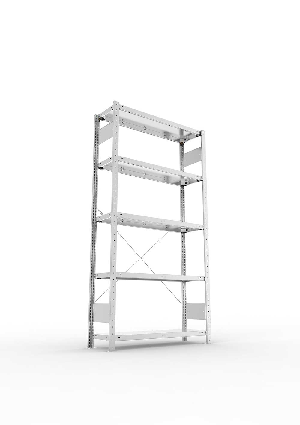 Metallregal Pro-Max Stecksystem Grundregal – 200×100×30 cm, 150 kg, verzinkt, 5 Böden