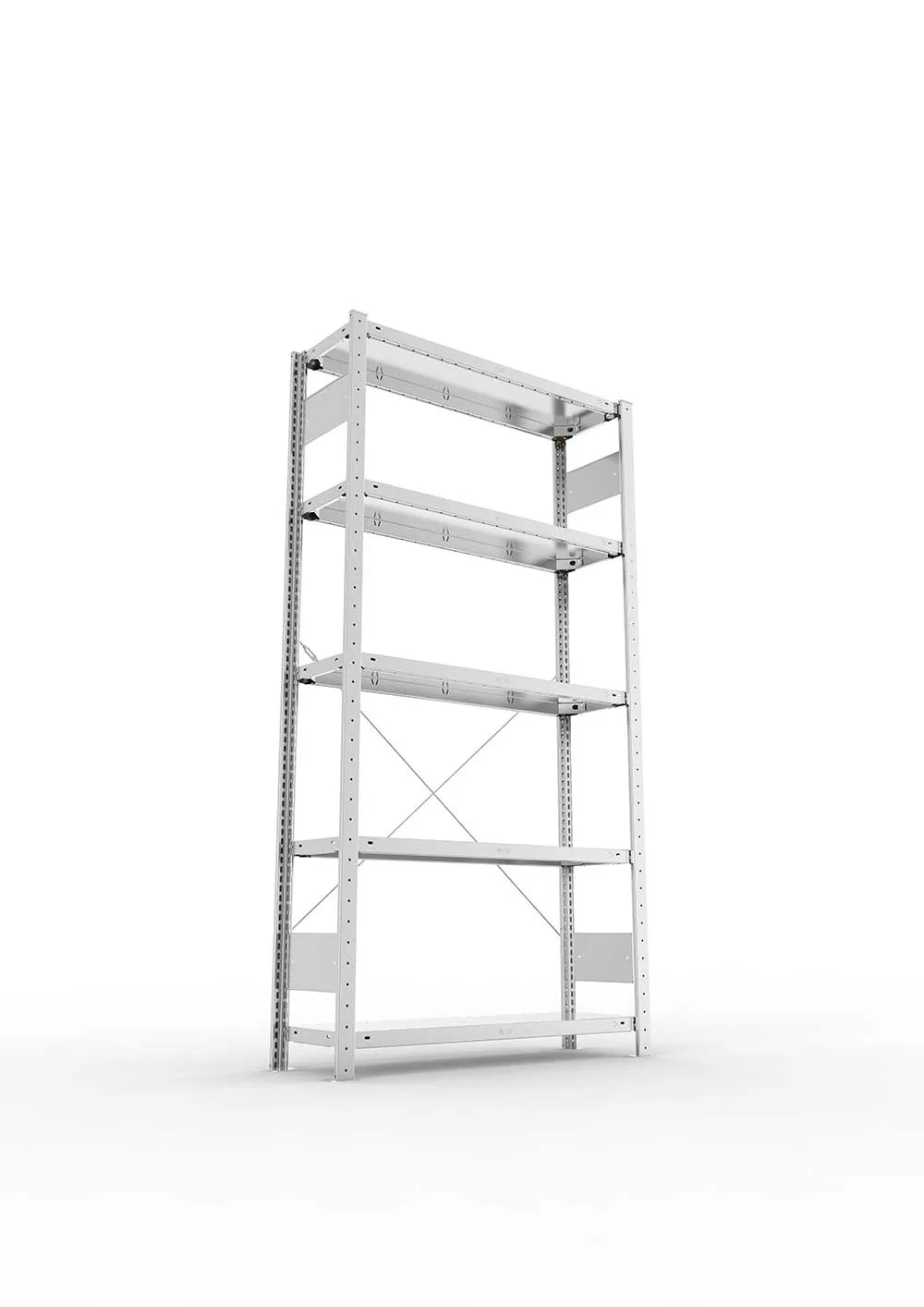Metallregal Pro-Max Stecksystem Grundregal – 200×100×30 cm, 150 kg, verzinkt, 5 Böden